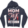 Mom Wife Veteran - Veterans Day T-Shirt Gifts Zipper Hoodie