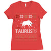 santa taurus christmas ugly t shirts Ladies Fitted T-Shirt