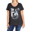 round neck dog wolf Ladies Curvy T-Shirt
