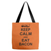 keep calm and eat bacon t shirt funny parody meat tee food pig hog bre Tote Bags