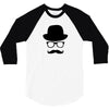 hat wayfarer glasses funny moustache hipster funny geek light tee shir 3/4 Sleeve Shirt