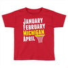 January February Michigan April - March Madness Basketball Toddler T-shirt
