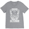 Never Underestimate Dog Rescuer Who Was Born October V-Neck Tee