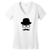 hat wayfarer glasses funny moustache hipster funny geek light tee shir Women's V-Neck T-Shirt