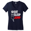 eat sleep jump Women's V-Neck T-Shirt
