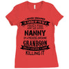 Super Cool Nanny Of A Freaking Awesome Grandson Ladies Fitted T-Shirt