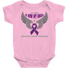 my hero is now my angel pancreatic cancer awareness Baby Bodysuit