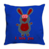 i love you bunny hare rabbit cupid couple kiss fun Throw Pillow
