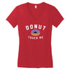 donut touch me funny Women's V-Neck T-Shirt