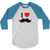 i love mustache 3/4 Sleeve Shirt