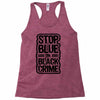 stop blue on black crime Racerback Tank