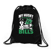 my husky is in charge! Drawstring Bags