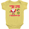 touch my elf christmas fun and naughty Baby Bodysuit
