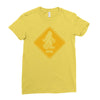 big foot xing big foot crossing sasquatch Ladies Fitted T-Shirt
