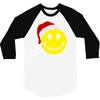 smiley face wears santa hat merry christmas 3/4 Sleeve Shirt