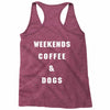 weekends coffe and dogs white back Racerback Tank