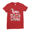 dachshund floral Ladies Fitted T-Shirt