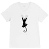 Grabing Cat V-Neck Tee