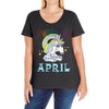unicorns are born in april cute unicorn Ladies Curvy T-Shirt