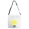 lit af kawaii light bulb Adjustable Strap Totes