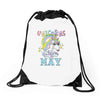 unicorns are born in may cute unicorn Drawstring Bags