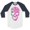 two coloured patterned skull   mens funny 3/4 Sleeve Shirt