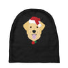 golden retriever dog with red santa's hat Baby Beanies