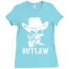 outlaw cow boy motor bike Ladies Fitted T-Shirt