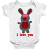 i love you bunny hare rabbit cupid couple kiss fun Baby Onesie