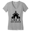 Like A God Church, Women's V-Neck T-Shirt