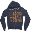 books and cats and coffee Zipper Hoodie
