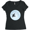 Biker Dinosaur - Dinosaur Riding A Bike To The Moon Women's Triblend Scoop T-shirt