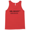 mr right funny t shirt humor sex college pimp tee s 3xl Tank Top