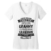 Super Cool Granny Of A Freaking Awesome Grandson Women's V-Neck T-Shirt
