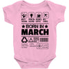 Born In March Baby Onesie