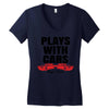 Plays With Cars Women's V-Neck T-Shirt