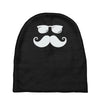 hipster glasses and moustache Baby Beanies