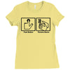push button receive bacon t shirt funny awesome nerdy geeky humor tee Ladies Fitted T-Shirt