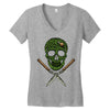 skull grass Women's V-Neck T-Shirt