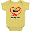 niece i wear a red heart ribbon Baby Onesie