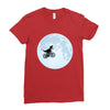 Biker Dinosaur - Dinosaur Riding A Bike To The Moon Ladies Fitted T-Shirt