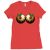 christmas pudding boobs funny Ladies Fitted T-Shirt