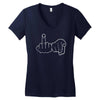 funny rude fingers ideal birthday gift or present Women's V-Neck T-Shirt