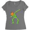 pumpkin skeleton dabbing Women's Triblend Scoop T-shirt