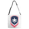 land of the free shield Adjustable Strap Totes