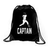 captain pinstripes Drawstring Bags