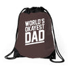 world's okayest dad funny Drawstring Bags