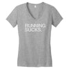 running sucks   humor exercise running gym marathon runner workout tee Women's V-Neck T-Shirt