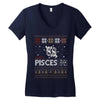 santa pisces christmas ugly t shirts Women's V-Neck T-Shirt