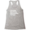 charlie uniform november tango Racerback Tank